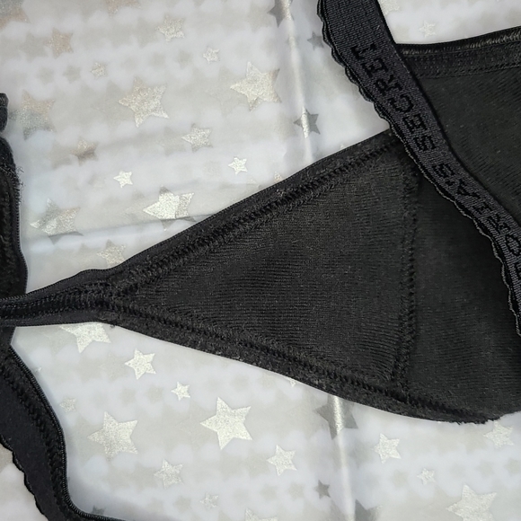 RARE VINTAGE Victoria's Secret V-String Sz S Black - Picture 5 of 7